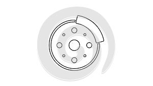 Black line Bicycle brake disc icon isolated on white background. 4K Video motion graphic animation