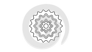 Black line Bicycle cassette mountain bike icon isolated on white background. Rear Bicycle Sprocket. Chainring crankset