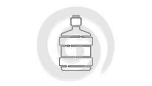 Black line Big bottle with clean water icon isolated on white background. Plastic container for the cooler. 4K Video