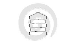 Black line Big bottle with clean water icon isolated on white background. Plastic container for the cooler. 4K Video