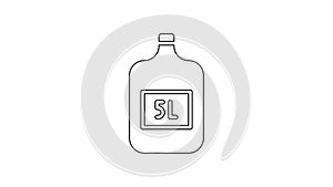 Black line Big bottle with clean water icon isolated on white background. Plastic container for the cooler. 4K Video