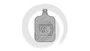 Black line Big bottle with clean water icon isolated on white background. Plastic container for the cooler. 4K Video