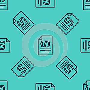 Black line Binary code icon isolated seamless pattern on green background. Vector