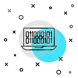 Black line Binary code icon isolated on white background. Random dynamic shapes. Vector