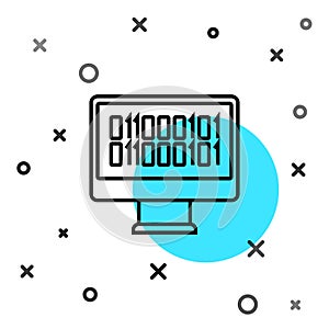 Black line Binary code icon isolated on white background. Random dynamic shapes. Vector