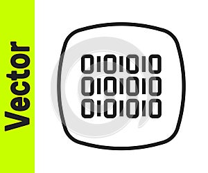 Black line Binary code icon isolated on white background. Vector