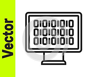 Black line Binary code icon isolated on white background. Vector