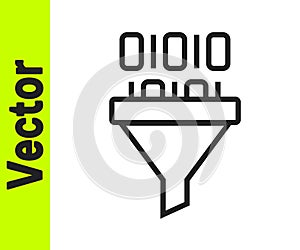 Black line Binary code icon isolated on white background. Vector