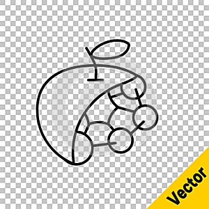 Black line Biological structure icon isolated on transparent background. Genetically modified organism and food. Vector