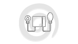 Black line Blood pressure icon isolated on white background. 4K Video motion graphic animation