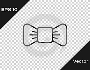 Black line Bow tie icon isolated on transparent background. Vector Illustration