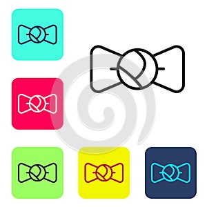 Black line Bow tie icon isolated on white background. Set icons in color square buttons. Vector