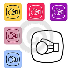 Black line Boxing glove icon isolated on white background. Set icons in color square buttons. Vector