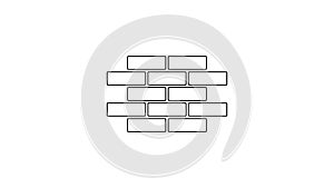 Black line Bricks icon isolated on white background. 4K Video motion graphic animation