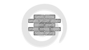 Black line Bricks icon isolated on white background. 4K Video motion graphic animation