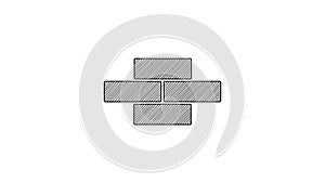 Black line Bricks icon isolated on white background. 4K Video motion graphic animation