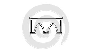 Black line Bridge for train icon isolated on white background. 4K Video motion graphic animation