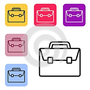 Black line Briefcase icon isolated on white background. Business case sign. Business portfolio. Set icons in color
