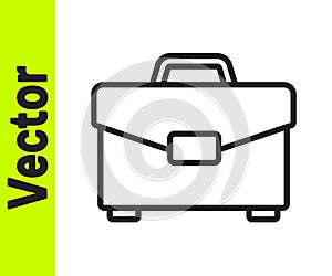 Black line Briefcase icon isolated on white background. Business case sign. Business portfolio. Vector