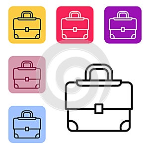 Black line Briefcase icon isolated on white background. Business case sign. Business portfolio. Set icons in color