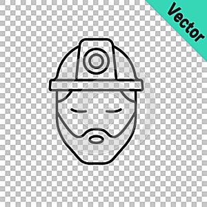 Black line Builder icon isolated on transparent background. Construction worker. Vector