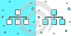 Black line Business hierarchy organogram chart infographics icon isolated on green and white background. Corporate