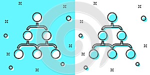 Black line Business hierarchy organogram chart infographics icon isolated on green and white background. Corporate