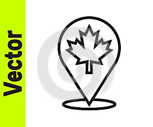 Black line Canadian maple leaf icon isolated on white background. Canada symbol maple leaf. Vector