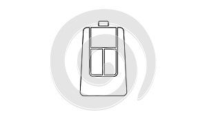 Black line Car key with remote icon isolated on white background. Car key and alarm system. 4K Video motion graphic