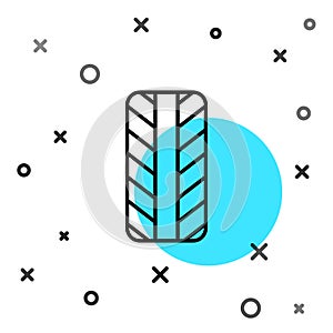 Black line Car tire wheel icon isolated on white background. Random dynamic shapes. Vector