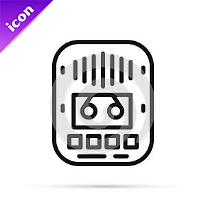 Black line Cassette tape player icon isolated on white background. Vintage audio tape recorder. Vector