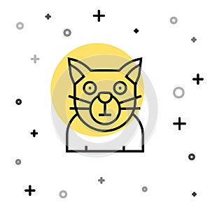 Black line Cat icon isolated on white background. Animal symbol. Happy Halloween party. Random dynamic shapes. Vector