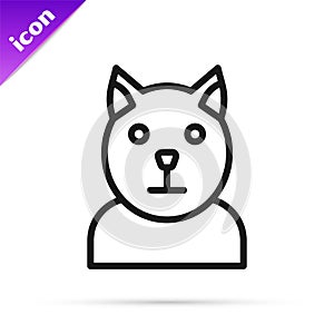 Black line Cat icon isolated on white background. Animal symbol. Vector