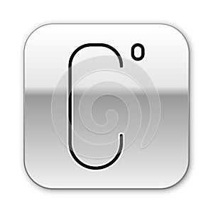 Black line Celsius icon isolated on white background. Silver square button. Vector Illustration