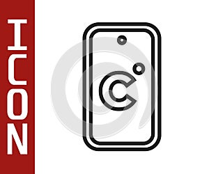 Black line Celsius icon isolated on white background. Vector