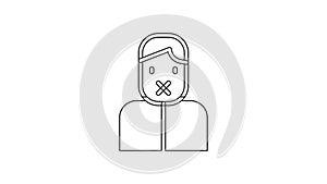 Black line Censor and freedom of speech concept icon isolated on white background. Media prisoner and human rights