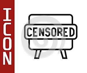 Black line Censored stamp icon isolated on white background. Vector