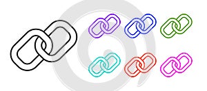 Black line Chain link icon isolated on white background. Link single. Hyperlink chain symbol. Set icons colorful. Vector
