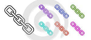 Black line Chain link icon isolated on white background. Link single. Hyperlink chain symbol. Set icons colorful. Vector