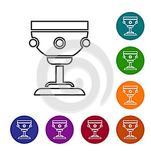 Black line Christian chalice icon isolated on white background. Christianity icon. Happy Easter. Set icons in color