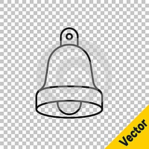 Black line Church bell icon isolated on transparent background. Alarm symbol, service bell, handbell sign, notification