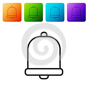 Black line Church bell icon isolated on white background. Alarm symbol, service bell, handbell sign, notification symbol