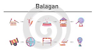 Balagan simple concept flat icons set photo