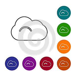 Black line Cloud icon isolated on white background. Set icons in color circle buttons. Vector Illustration