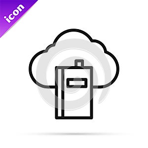 Black line Cloud or online library icon isolated on white background. Internet education or distance training. Vector
