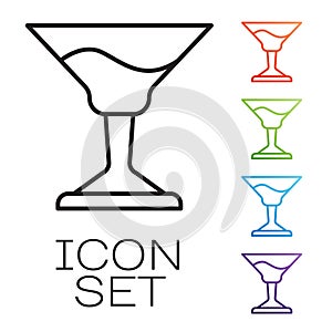 Black line Cocktail icon isolated on white background. Set icons colorful. Vector