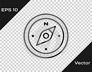 Black line Compass icon isolated on transparent background. Windrose navigation symbol. Wind rose sign. Vector