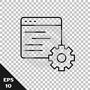 Black line Computer api interface icon isolated on transparent background. Application programming interface API