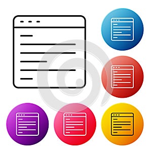 Black line Computer api interface icon isolated on white background. Application programming interface API technology