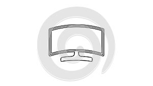 Black line Computer monitor icon isolated on white background. PC component sign. 4K Video motion graphic animation